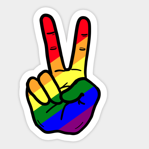 V Sign Hand Gesture Gay Rainbow Sticker by Nalidsa